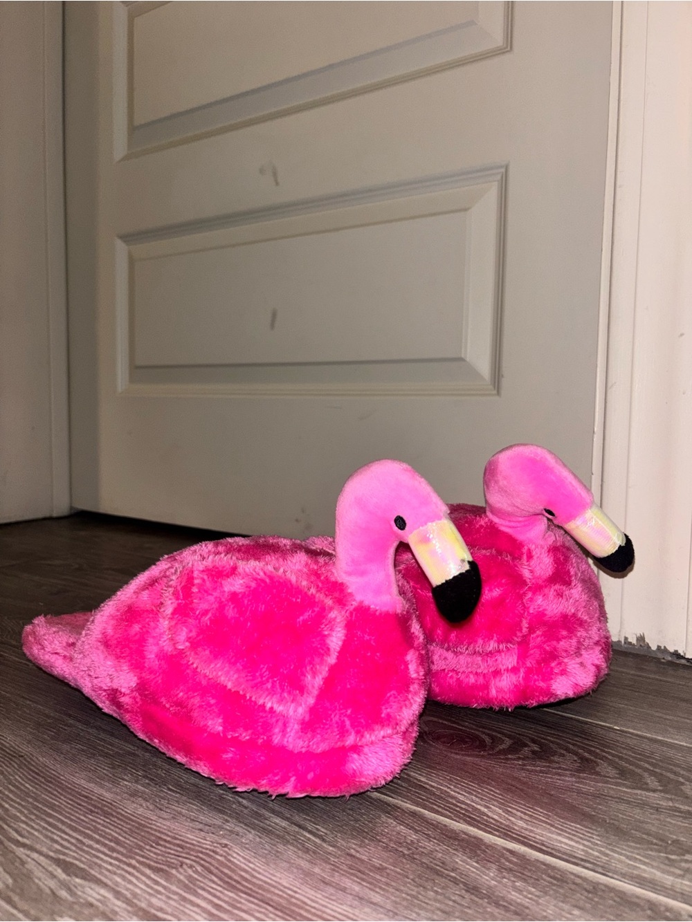 Plush Pink Flamingo Slippers